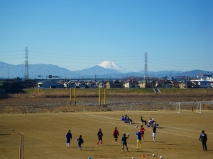 いつもの万願寺の渡しから富士山